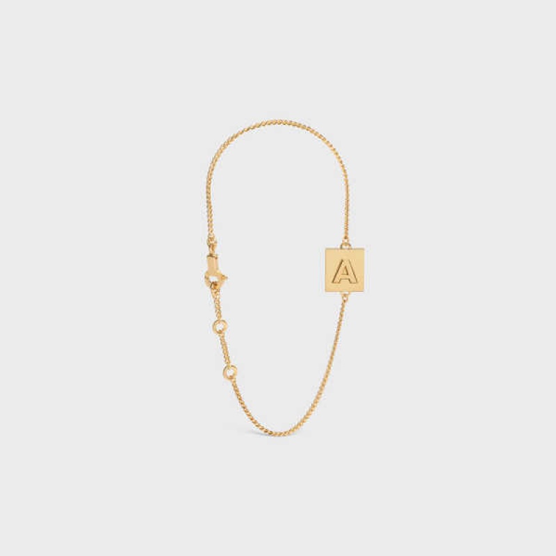 Bracelets Celine Alphabet A In Brass With Gold Finish Doré | CL-592238