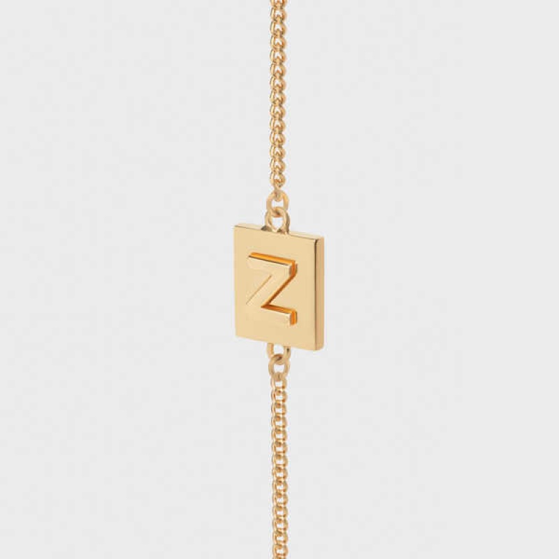 Bracelets Celine Alphabet Z In Brass With Gold Finish Doré | CL-592235