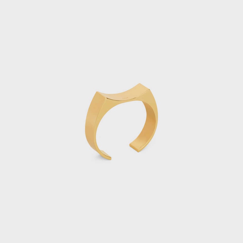 Bracelets Celine Formes Abstraites Concave Cuff In Brass With Gold Finish Doré | CL-592213