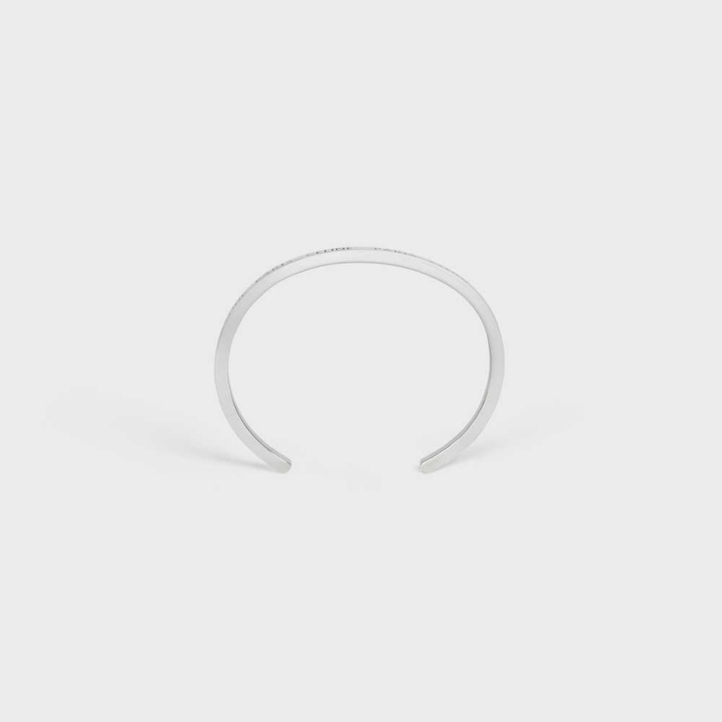 Bracelets Celine Paris Thin Cuff In Brass With Rhodium Finish Argent | CL-592216