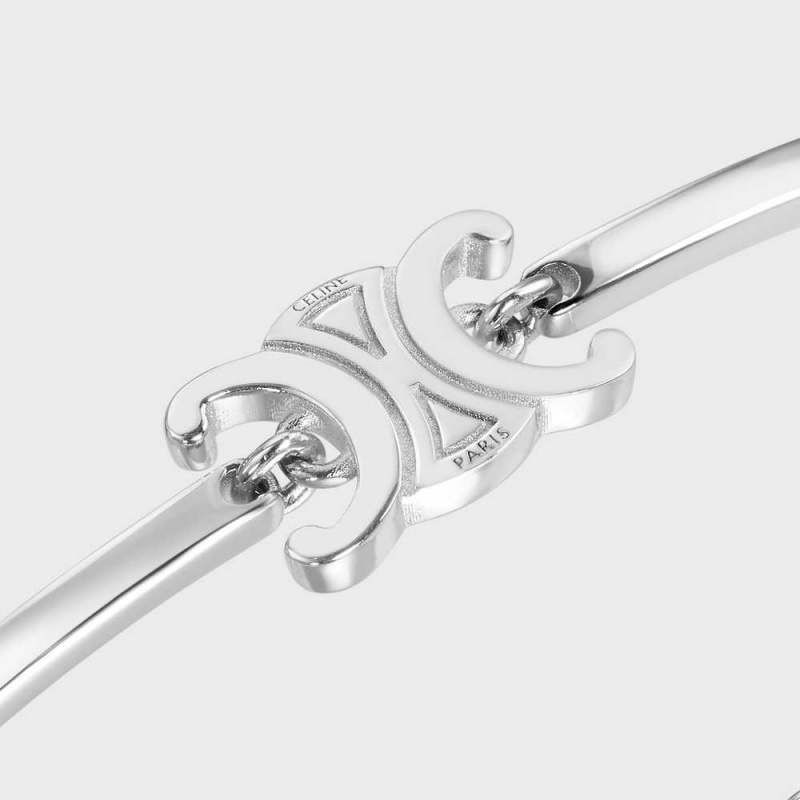 Bracelets Celine Triomphe Articulated In Brass With Rhodium Finish Argent | CL-592210