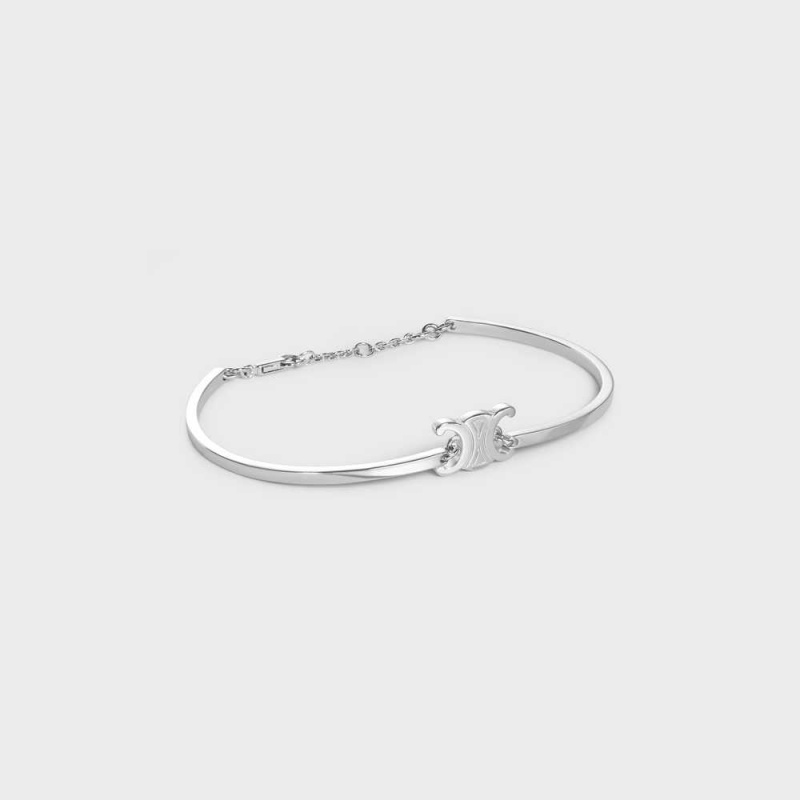 Bracelets Celine Triomphe Articulated In Brass With Rhodium Finish Argent | CL-592210