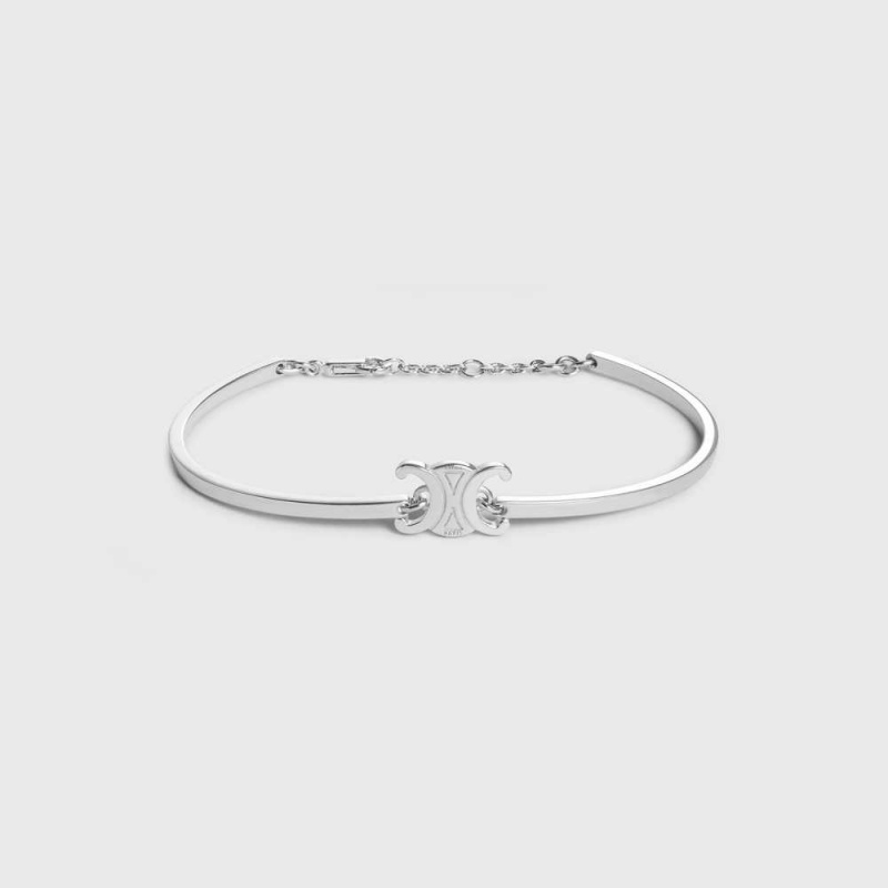 Bracelets Celine Triomphe Articulated In Brass With Rhodium Finish Argent | CL-592210