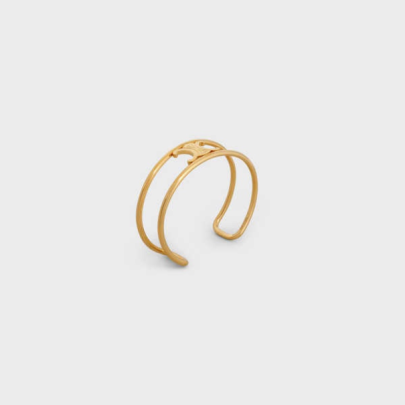 Bracelets Celine Triomphe Cuff In Brass With Gold Finish Doré | CL-592230