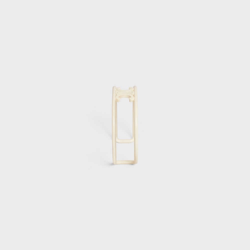 Bracelets Celine Triomphe Cuff In Varnished Brass Blanche | CL-592218