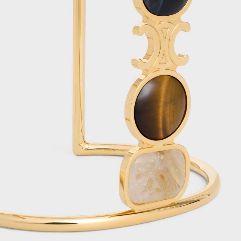 Bracelets Celine Triomphe Indie Cuff In Brass With Gold Finish Doré | CL-592197