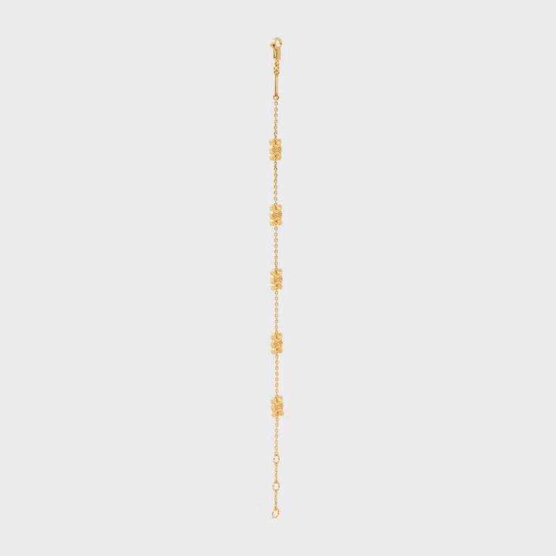 Bracelets Celine Triomphe Mini Triomphe In Brass With Gold Finish Doré | CL-592206