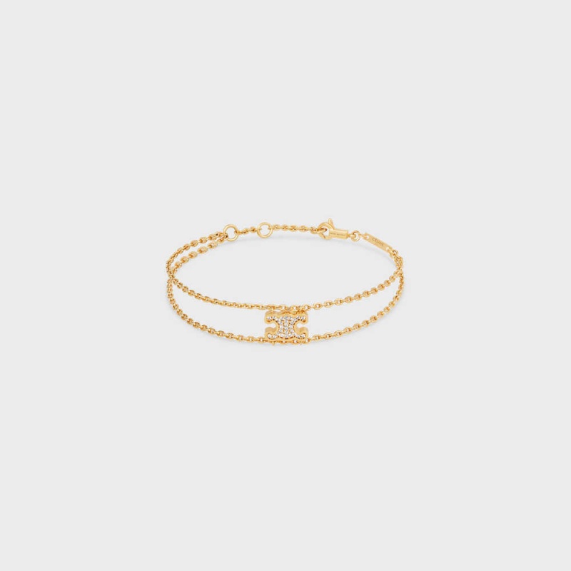 Bracelets Celine Triomphe Rhinestone Suspended In Brass With Gold Finish And Crystals Doré | CL-592207