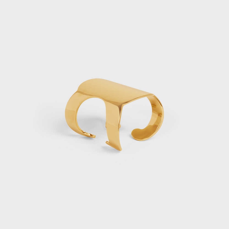 Bracelets Celine Triomphe Shadow Cuff In Brass With Gold Finish Doré | CL-592225