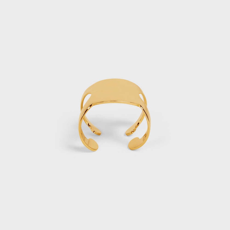 Bracelets Celine Triomphe Shadow Cuff In Brass With Gold Finish Doré | CL-592225