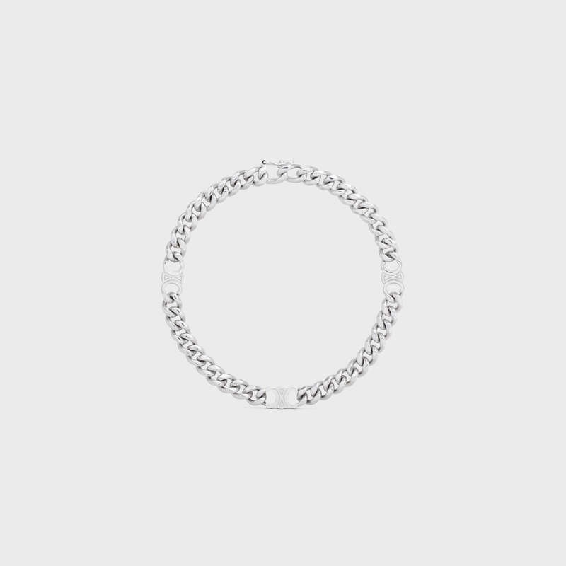 Bracelets Celine Triomphe Small Gourmette In Brass With Rhodium Finish Argent | CL-591654