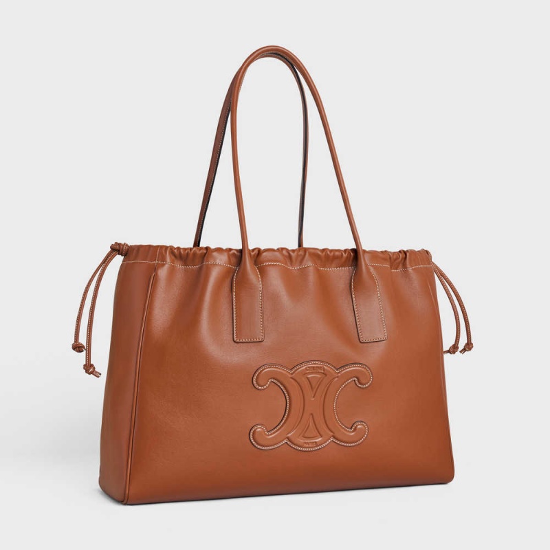 Cabas Celine Drawstring Cuir Triomphe In Smooth Calfskin Marron | CL-593088