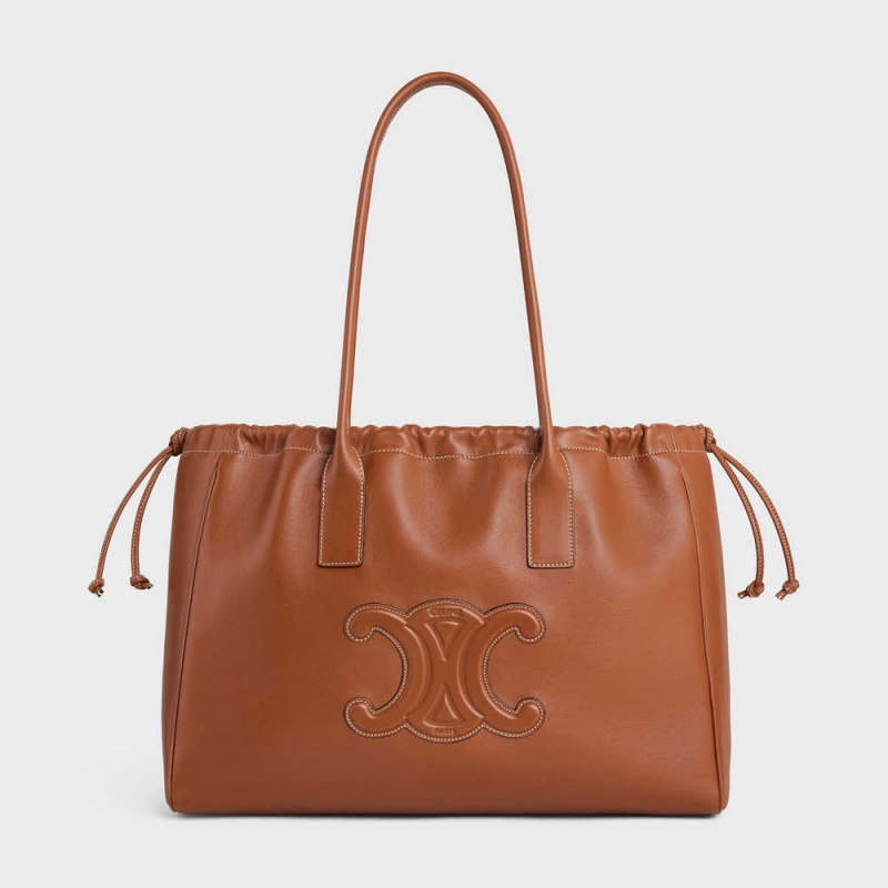 Cabas Celine Drawstring Cuir Triomphe In Smooth Calfskin Marron | CL-593088