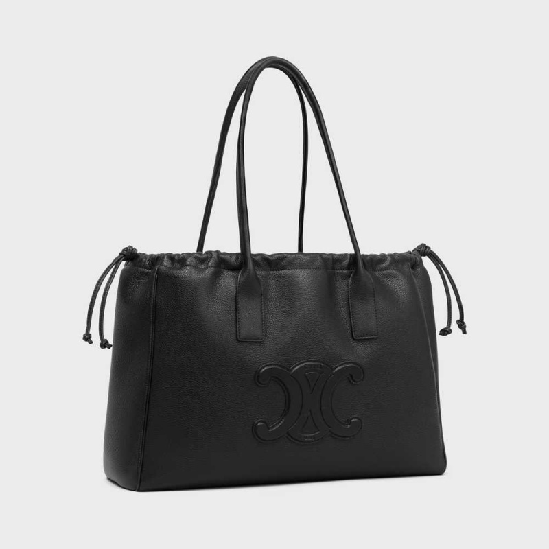 Cabas Celine Drawstring Cuir Triomphe In Grained Calfskin Noir | CL-593087