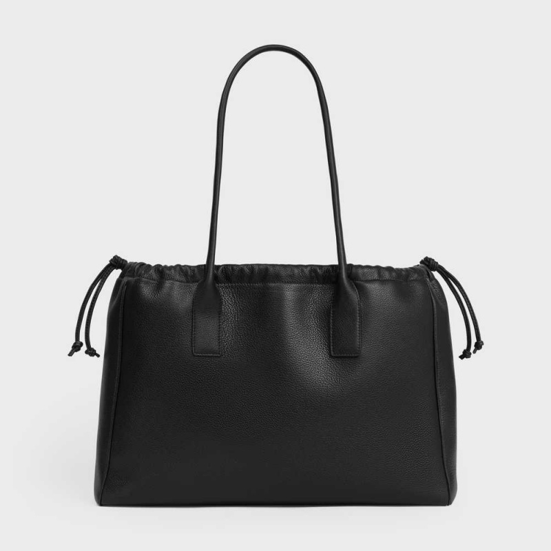 Cabas Celine Drawstring Cuir Triomphe In Grained Calfskin Noir | CL-593087