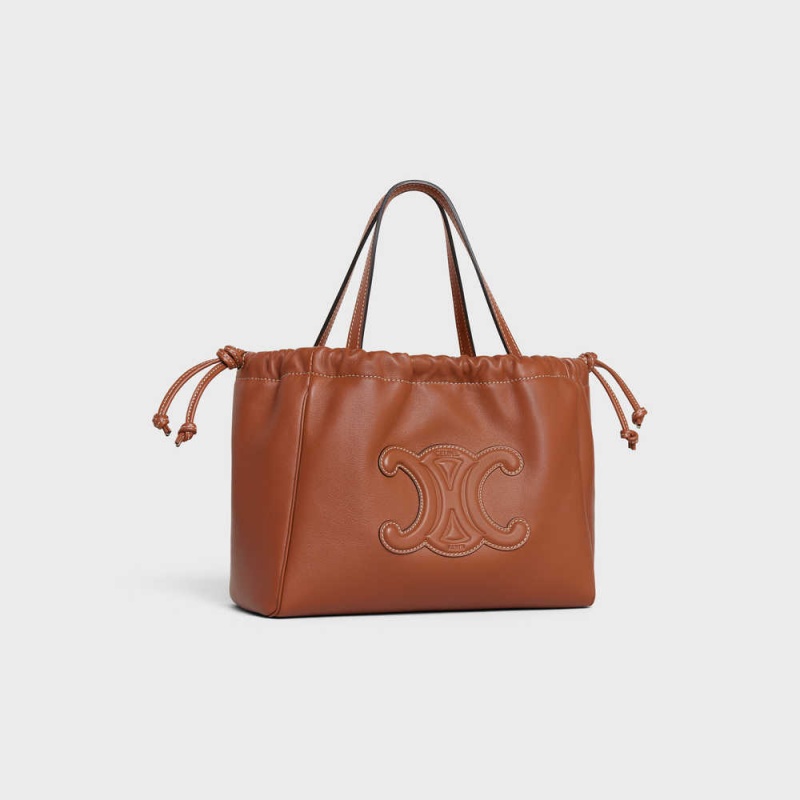 Cabas Celine Small Drawstring Cuir Triomphe In Smooth Calfskin Marron | CL-593090