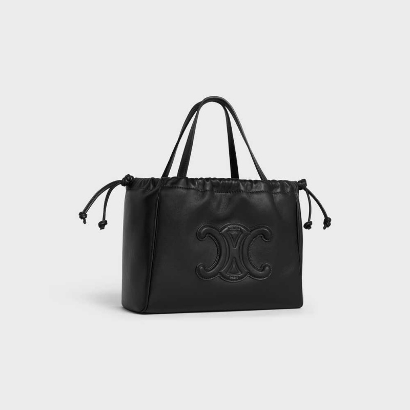 Cabas Celine Small Drawstring Cuir Triomphe In Smooth Calfskin Noir | CL-593089