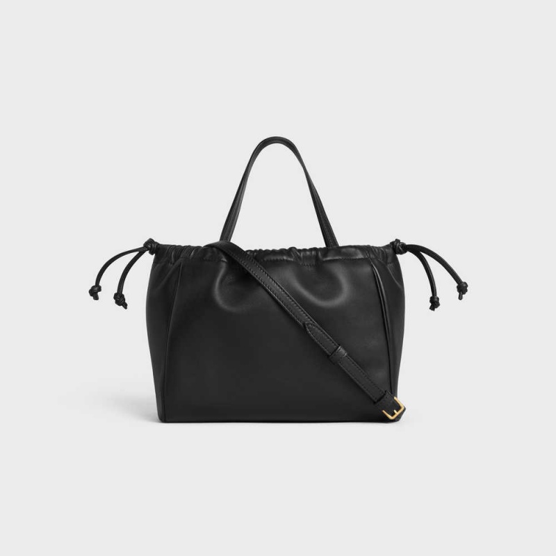 Cabas Celine Small Drawstring Cuir Triomphe In Smooth Calfskin Noir | CL-593089