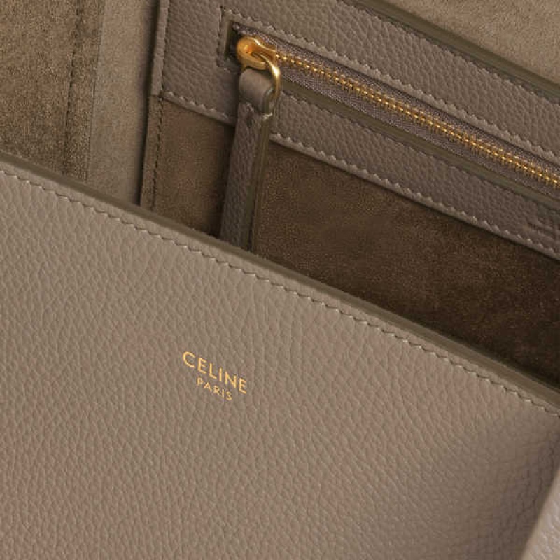 Cabas Celine Small Phantom In Soft Grained Calfskin Grise Marron | CL-593093