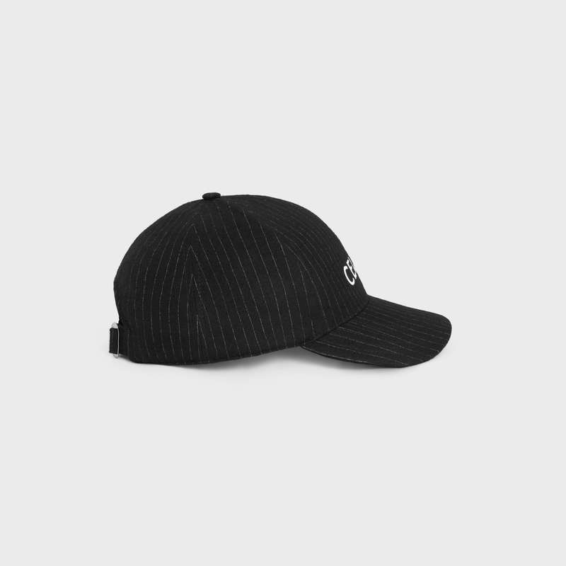 Casquette Celine Baseball In Rayé Flannel Noir | CL-591691