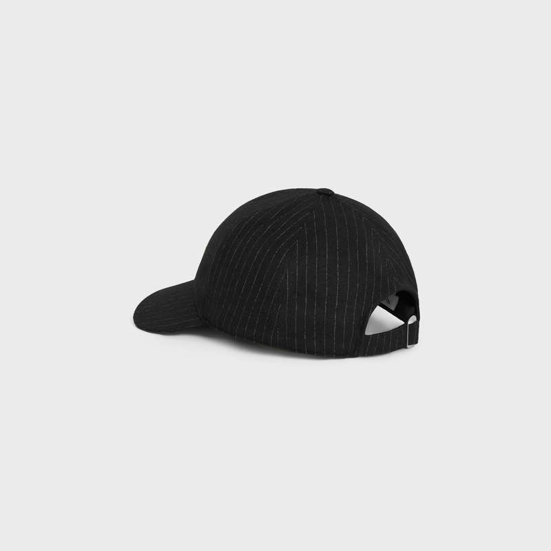 Casquette Celine Baseball In Rayé Flannel Noir | CL-591691