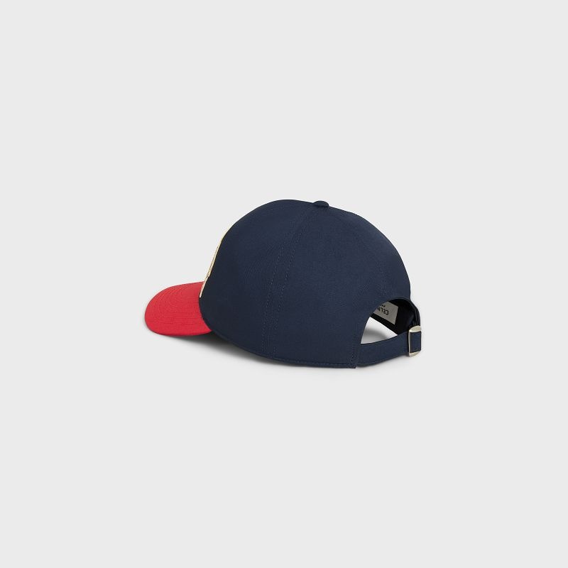 Casquette Celine College Baseball In Coton Bleu Marine Rouge | CL-591702