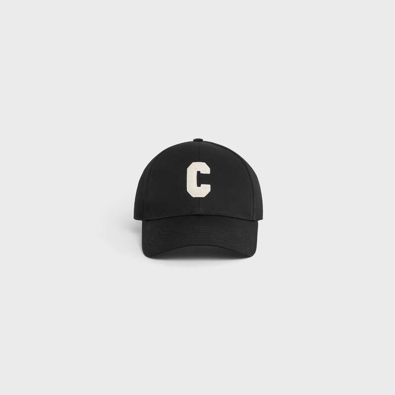 Casquette Celine Initial Baseball In Coton Noir | CL-591696