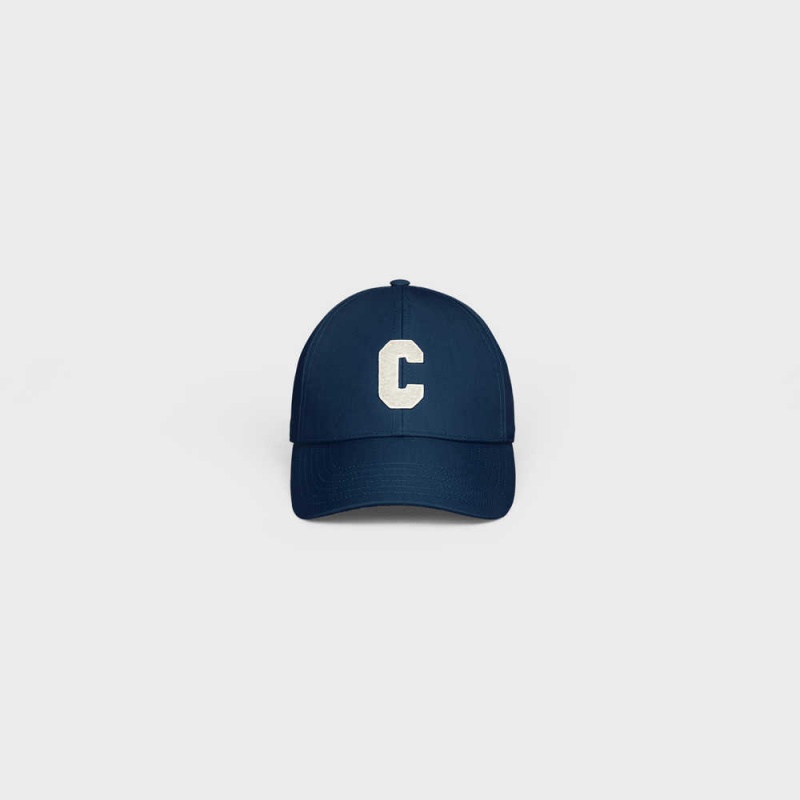 Casquette Celine Initial Baseball In Coton Bleu | CL-592366