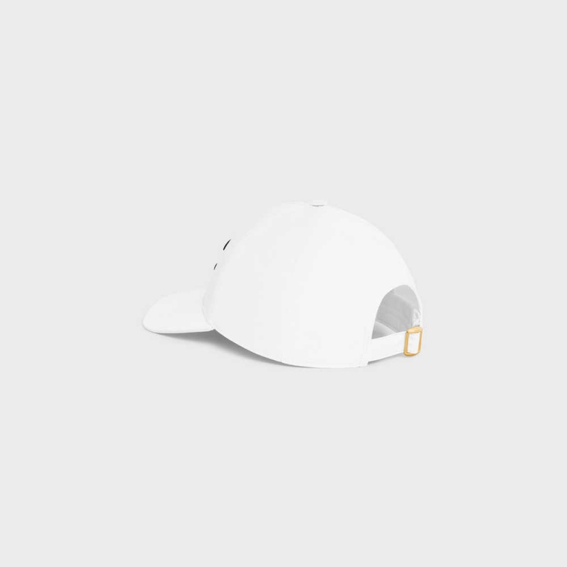 Casquette Celine Triomphe Baseball In Coton Blanche | CL-592358