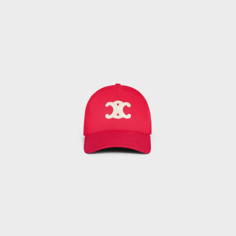 Casquette Celine Triomphe Baseball In Coton Rouge Foncé | CL-592355