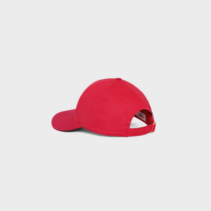 Casquette Celine Triomphe Baseball In Coton Rouge Foncé | CL-592355