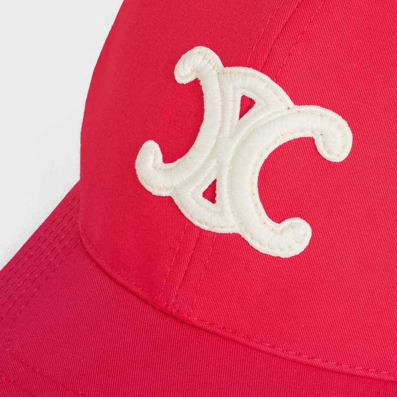 Casquette Celine Triomphe Baseball In Coton Rouge Foncé | CL-592355