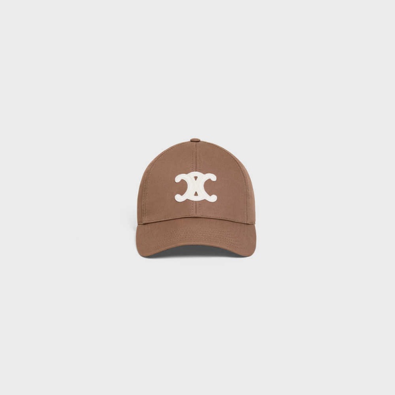 Casquette Celine Triomphe Baseball In Coton Chocolat | CL-592353