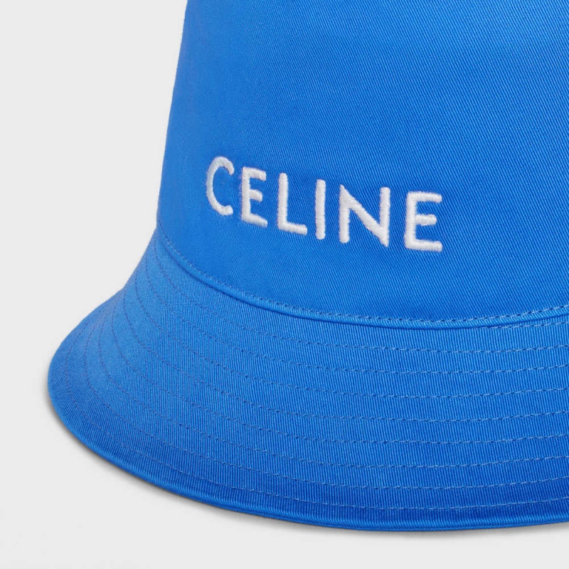 Chapeau Celine Bucket In Coton Gabardine Bleu | CL-592351