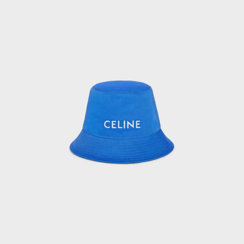 Chapeau Celine Bucket In Coton Gabardine Bleu | CL-592351