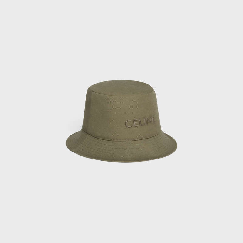 Chapeau Celine Bucket In Thick Coton Twill Vert | CL-591710