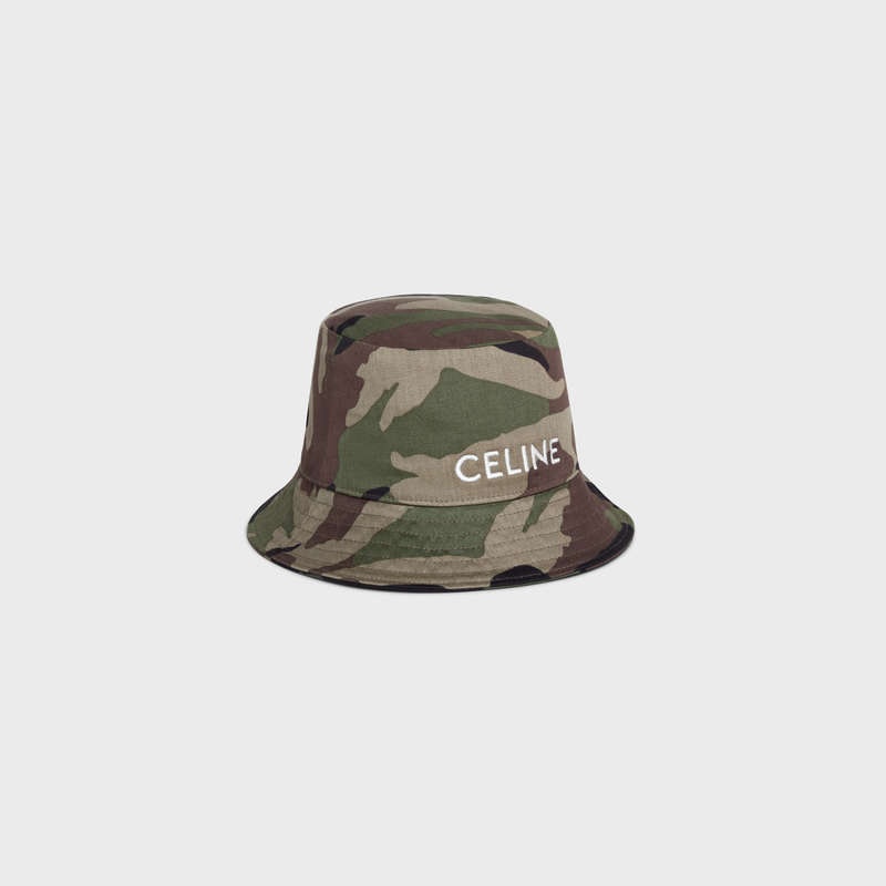 Chapeau Celine Embroidered Bucket In Camouflage Coton Camouflage | CL-591711