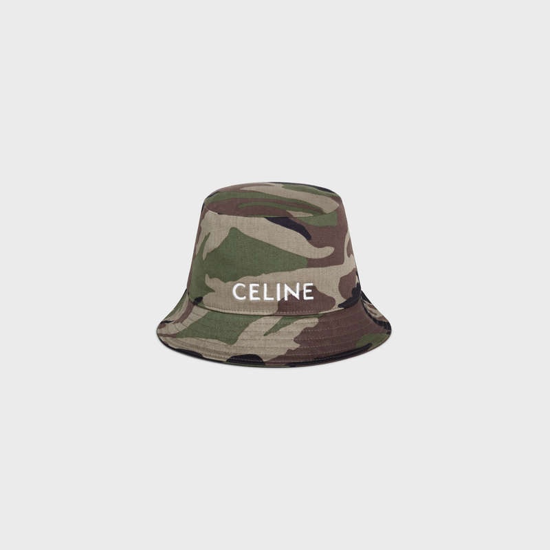 Chapeau Celine Embroidered Bucket In Camouflage Coton Camouflage | CL-591711