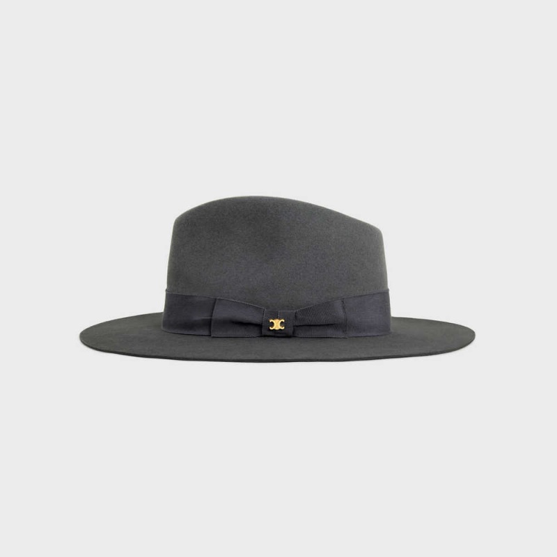 Chapeau Celine Fedora In Felt Grise Foncé | CL-592340