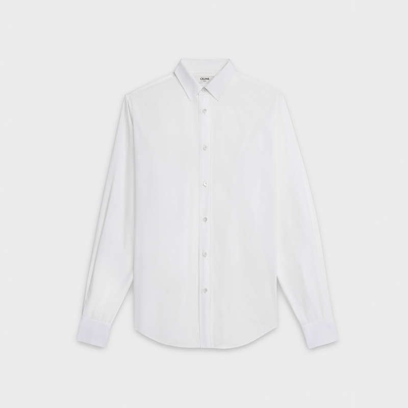 Chemises Celine Classiche In Coton Poplin Blanche | CL-592179