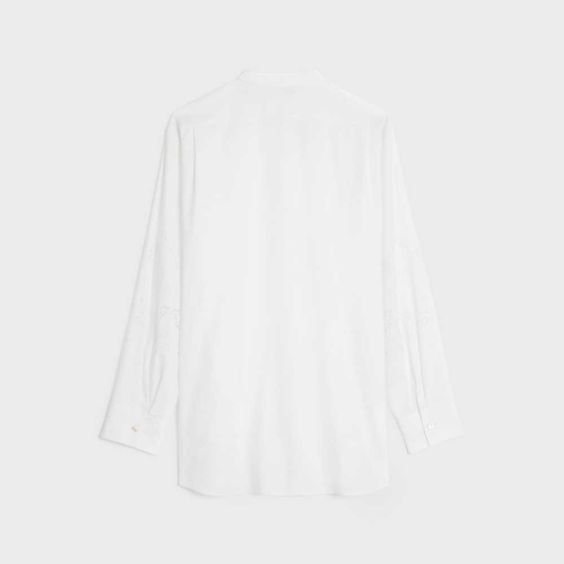 Chemises Celine Embroidered Tunic In Coton Linen Blanche | CL-592832