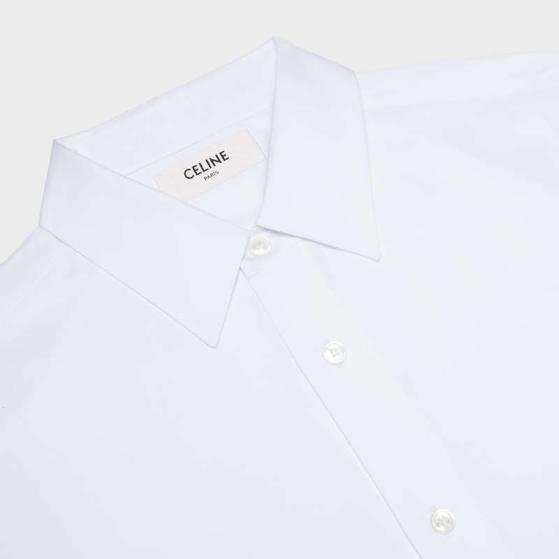 Chemises Celine Loose In Coton Poplin Blanche | CL-592178