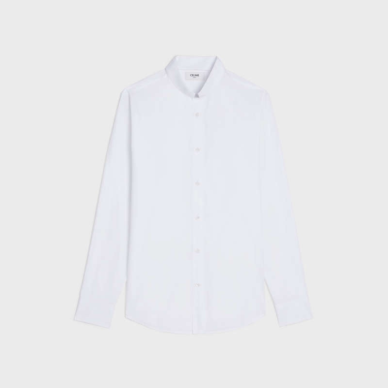Chemises Celine Loose With Inverted Collar In Coton Poplin Blanche | CL-592177