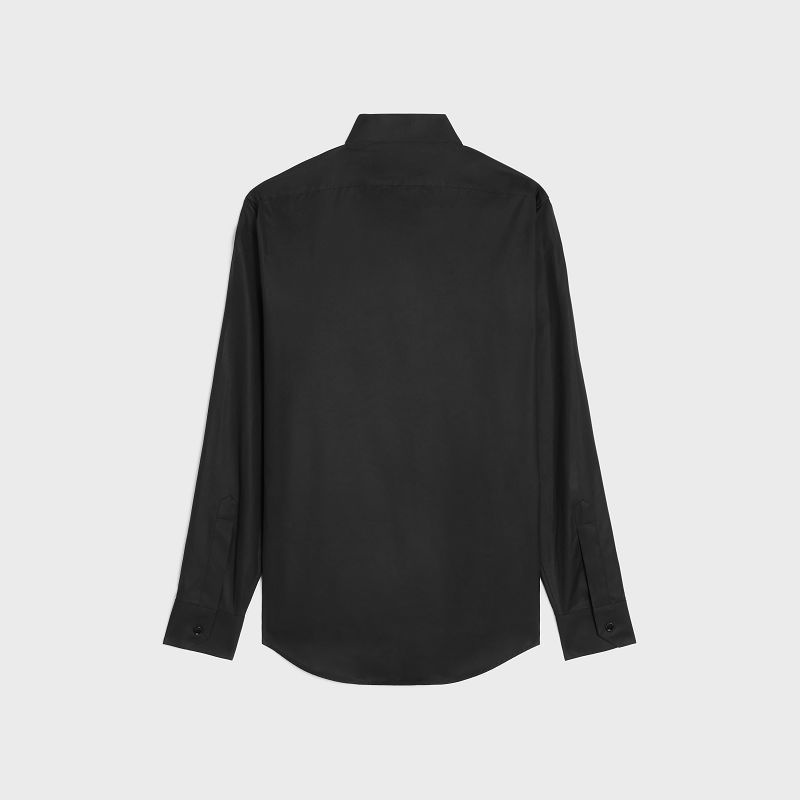 Chemises Celine Loose With Inverted Collar In Coton Poplin Noir | CL-592165