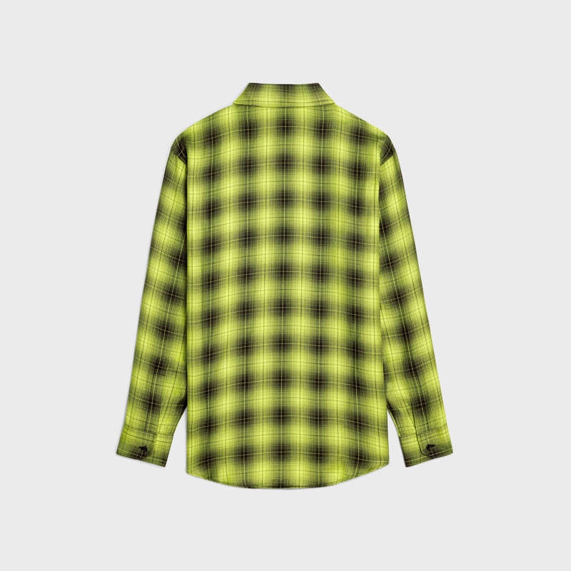 Chemises Celine Oversized In Checked Laine Jaune | CL-592157