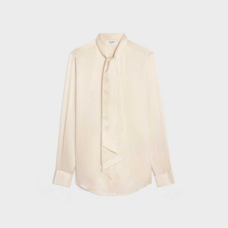 Chemises Celine Romy In Satin Silk Blanche | CL-592813