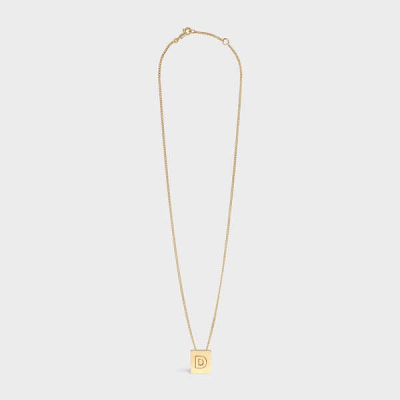 Colliers Celine Alphabet D In Brass With Gold Finish Doré | CL-592267