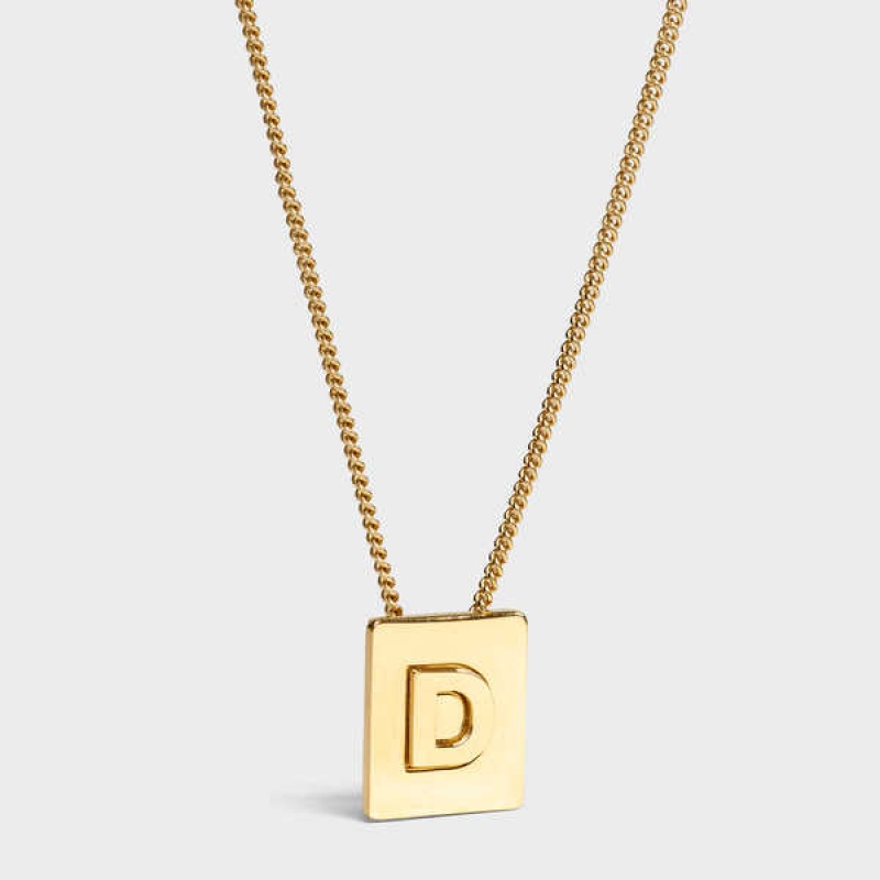 Colliers Celine Alphabet D In Brass With Gold Finish Doré | CL-592267