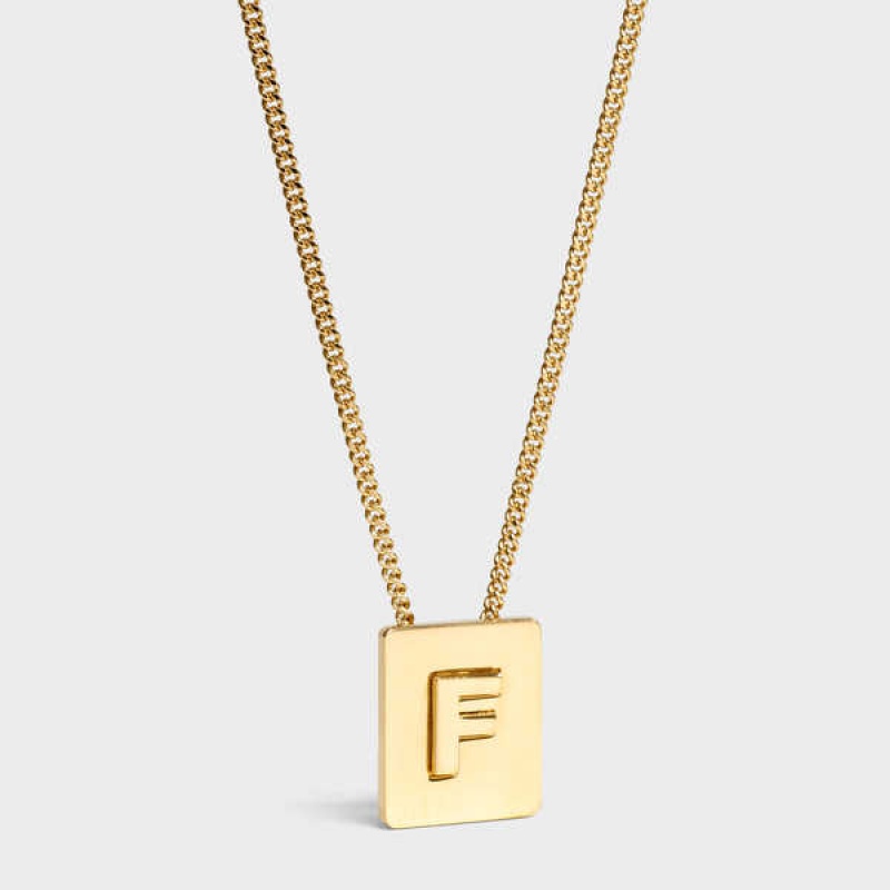 Colliers Celine Alphabet F In Brass With Gold Finish Doré | CL-592269