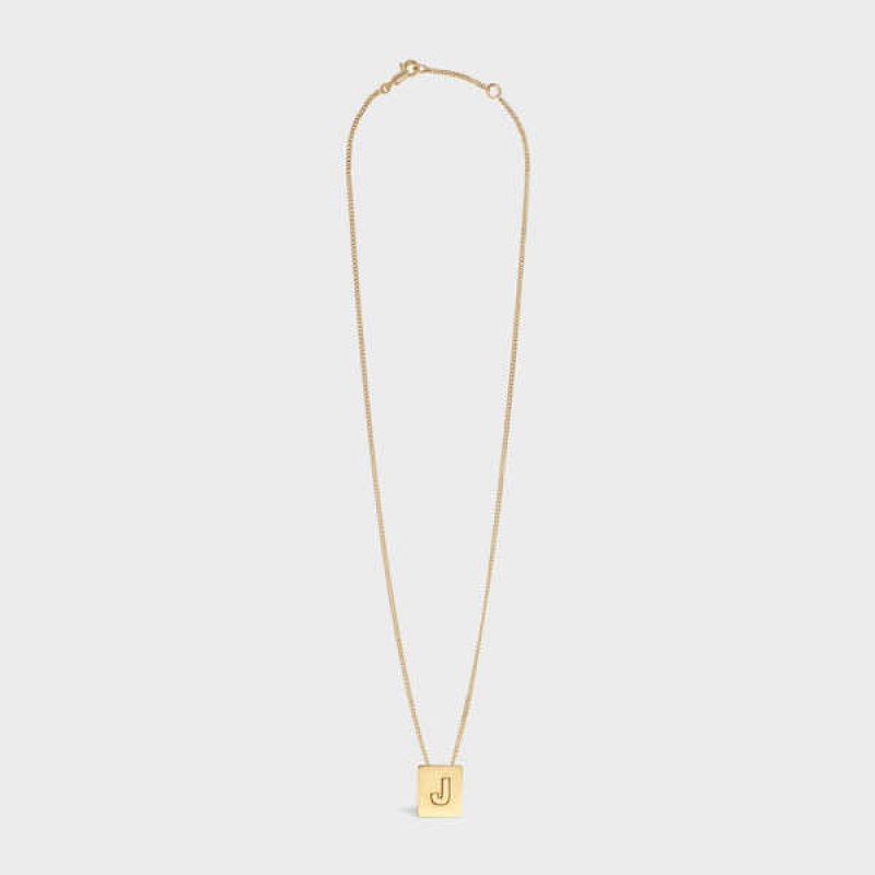 Colliers Celine Alphabet J In Brass With Gold Finish Doré | CL-592273